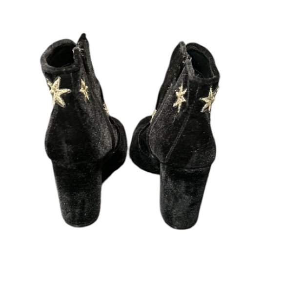 Mix No 6 Black Velvet Ankle Boots with gold Star Embellishments & studs, Size 8 - Picture 4 of 8